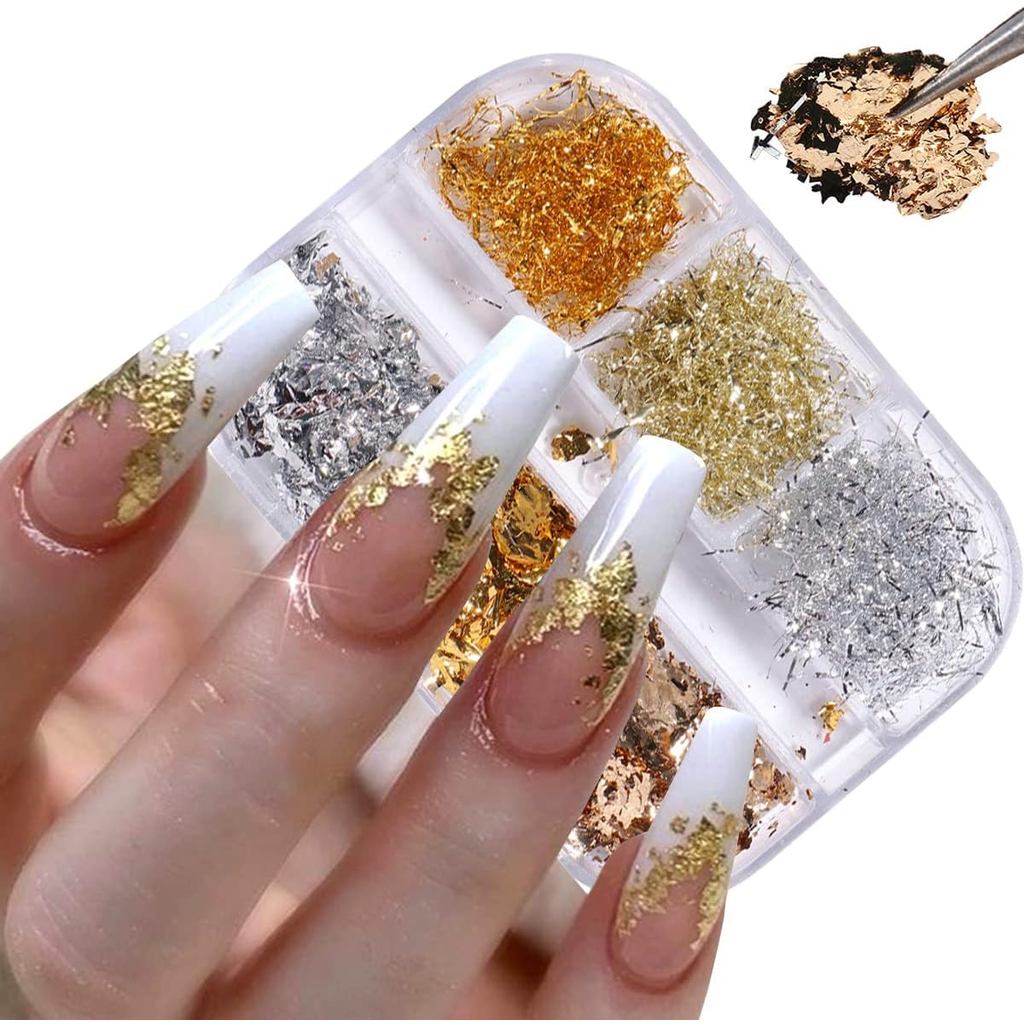 Flocos Holográficos para Unhas, Folhas de Alumínio Brilhantes 3D, Lantejoulas de Glitter para Arte de Unhas, Suprimentos