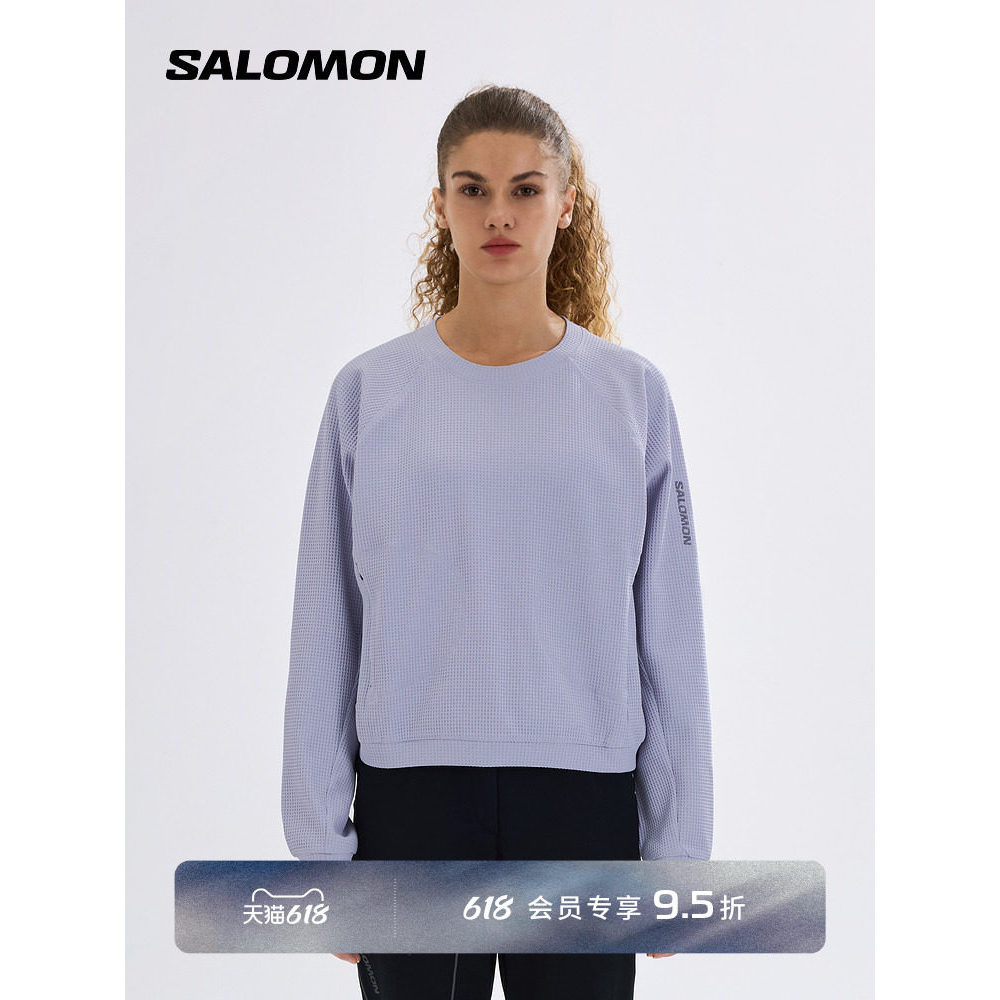 Salomon salomon ao ar livre feminino outono estiramento respirável caminhadas escalada esportes moletom PULLOVER W