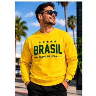 🔥 Moletom Brasil Casual Premium Azul e Amarelo Estilo Esportivo Masculino Feminino