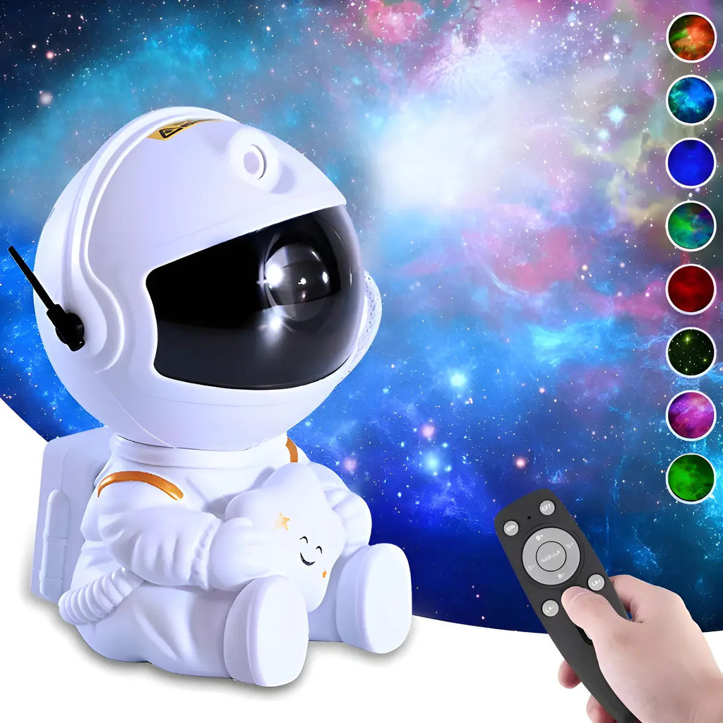 Mini Luminária Astronauta Projetor De Luz Nebulosa Galáxia Brilled Branco 127/220v