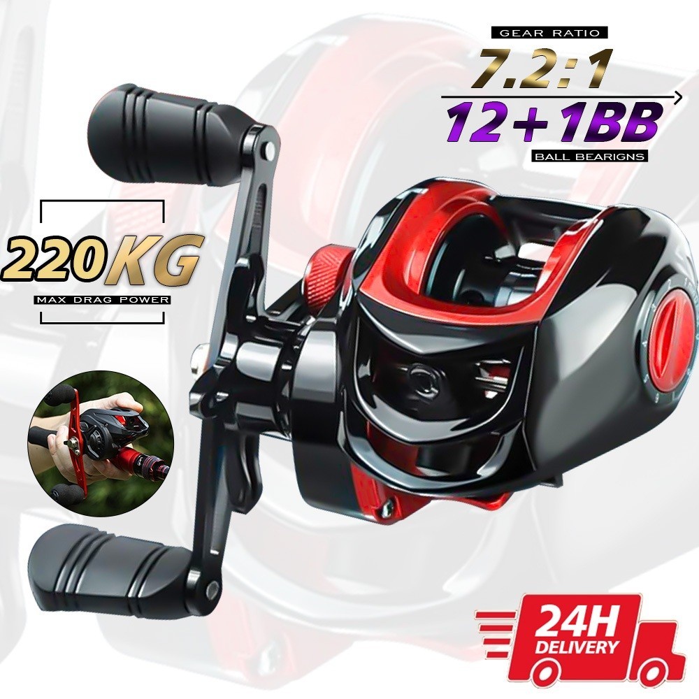 220Kg Carretilha De Pesca Cana De Pesca Molinete Magnético12 + 1BB Baitcasting Fishing Reel