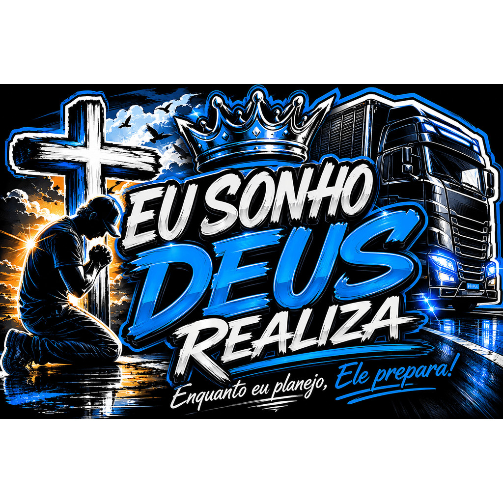 Bandeira 90x65 cm com 4 Ilhós Qualidade para Caminhão, Parede ou Área Externa inpermeável eu sonho deus realiza