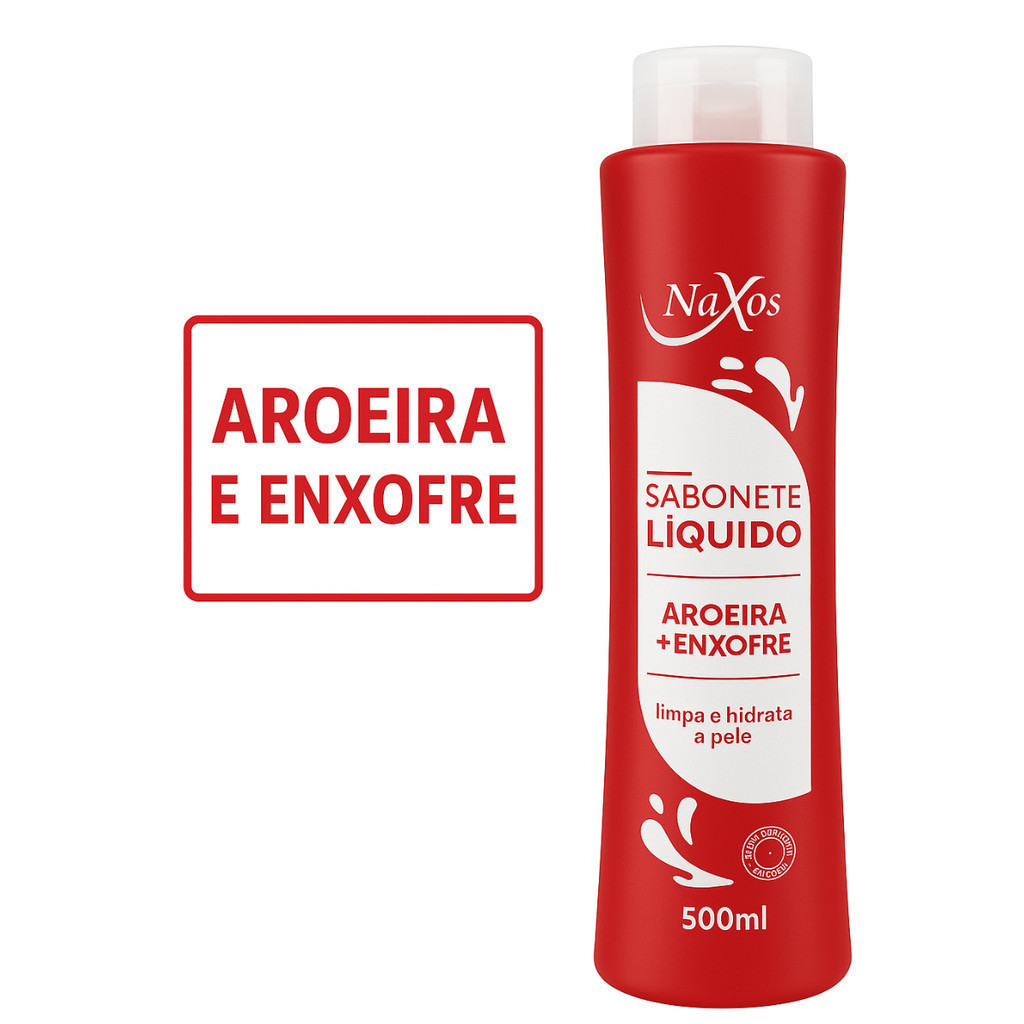 Sabonete Líquido Aroeira e Enxofre Naxos 500ml – Limpeza Profunda, Antiacne e Controle da Oleosidade