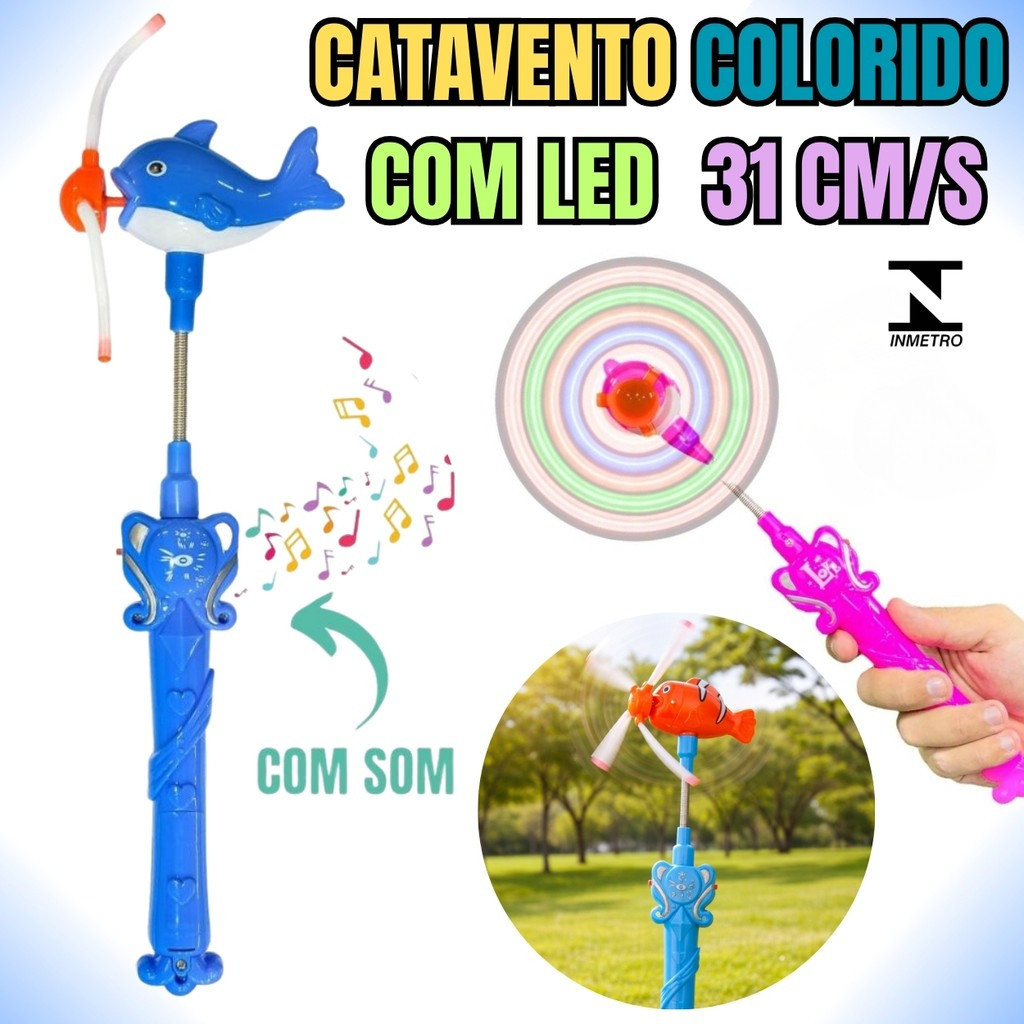 Catavento Infantil com Hélice que Gira ao Vento Brinquedo Colorido