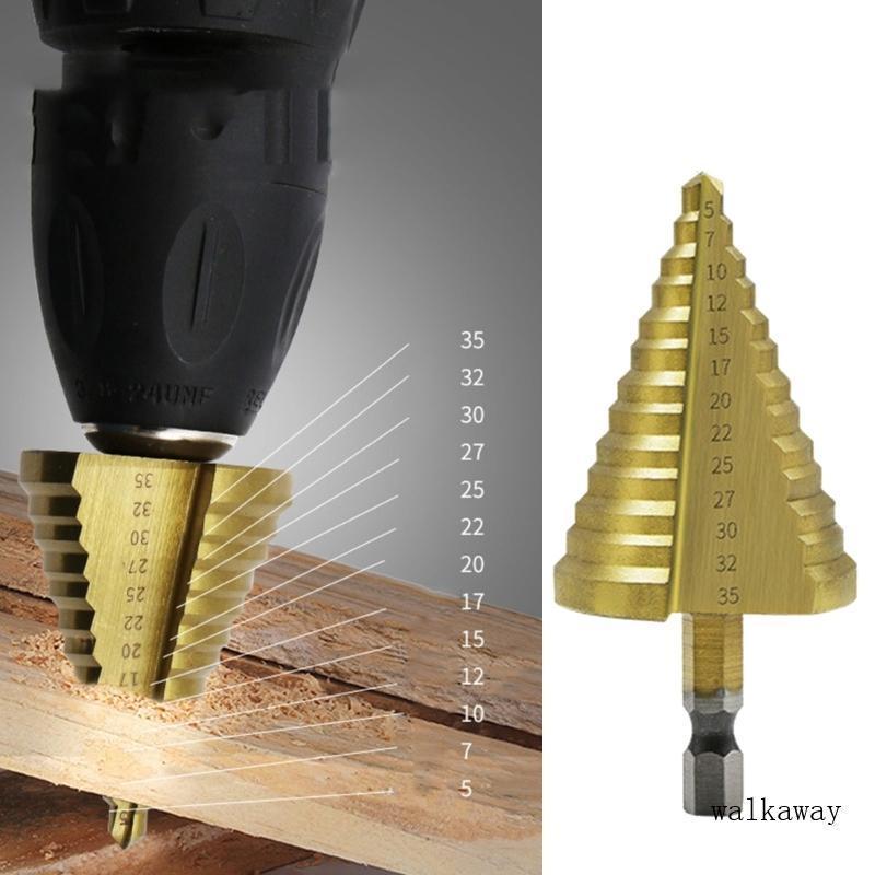 Wal Passo Broca Velocidade Aço Titânios Revestidos 5-35mm 13 Passos Brocas Para Perfuração Metal