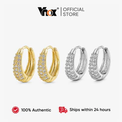 Brincos De Argola CZ Completos Em Ouro Vnox , Punhos De Orelha Minimalistas E Brilhantes Sem Piercing , Acessórios Empil