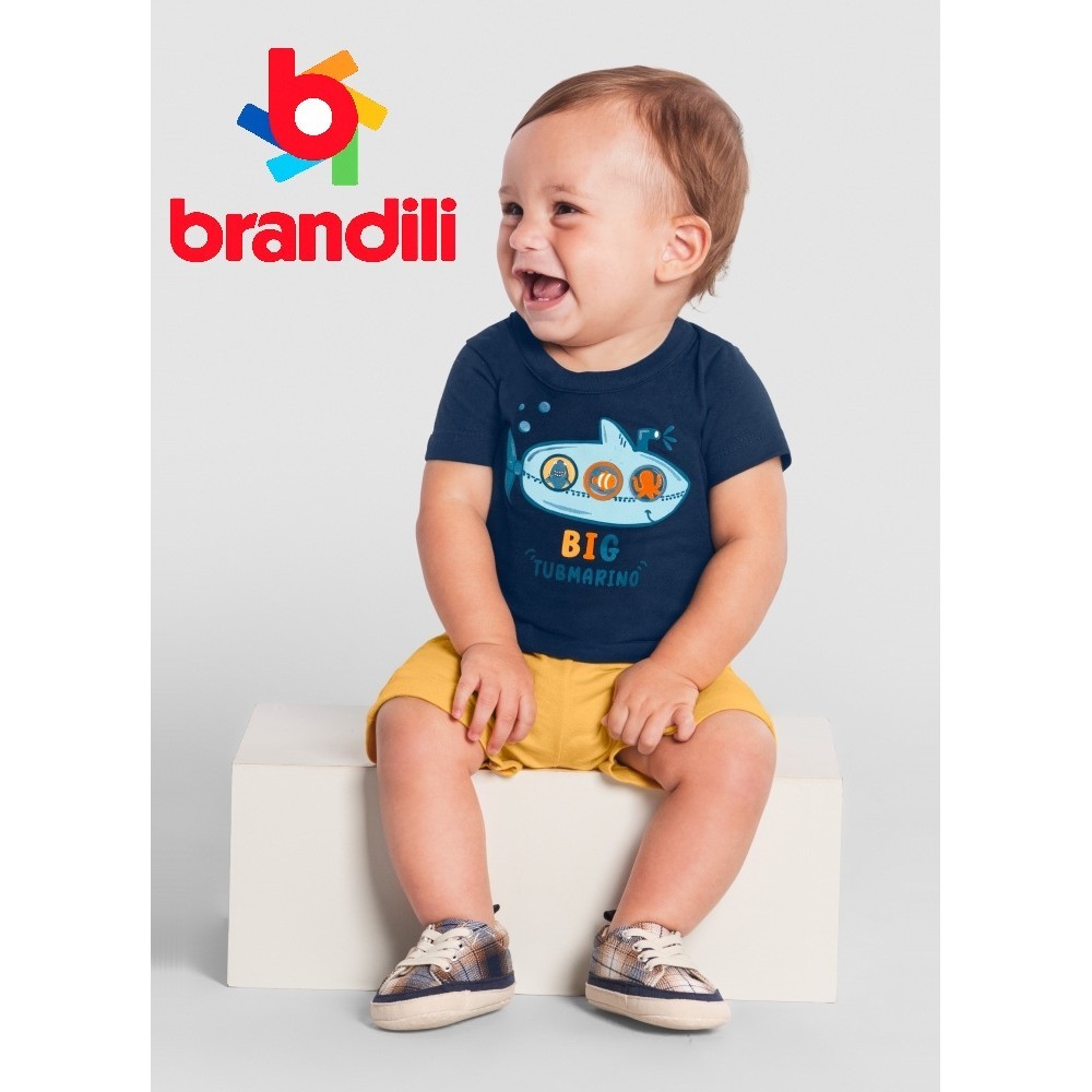 Conjunto Infantil Brandili Verão Calor Menino Short Camiseta Verao Tubmarino Masculino - 36352