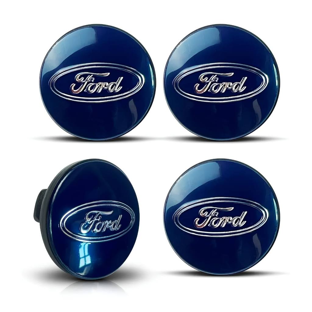 Jogo 04 Calotinha Centro Da Roda Ford Focus Fusion New Fiesta Ecosport Azul 55mm