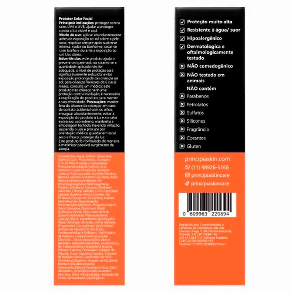 Protetor Solar Facial Principia FPS 60 PS01 40ml