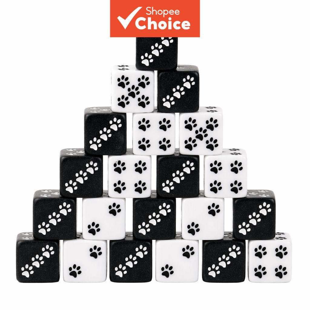 Cat Paw Dice 20 Pack 16mm D6 Conjunto De Dados Acrílicos Com Design De Impressão De Pata Inovadores Para Jogos De RPG Jo