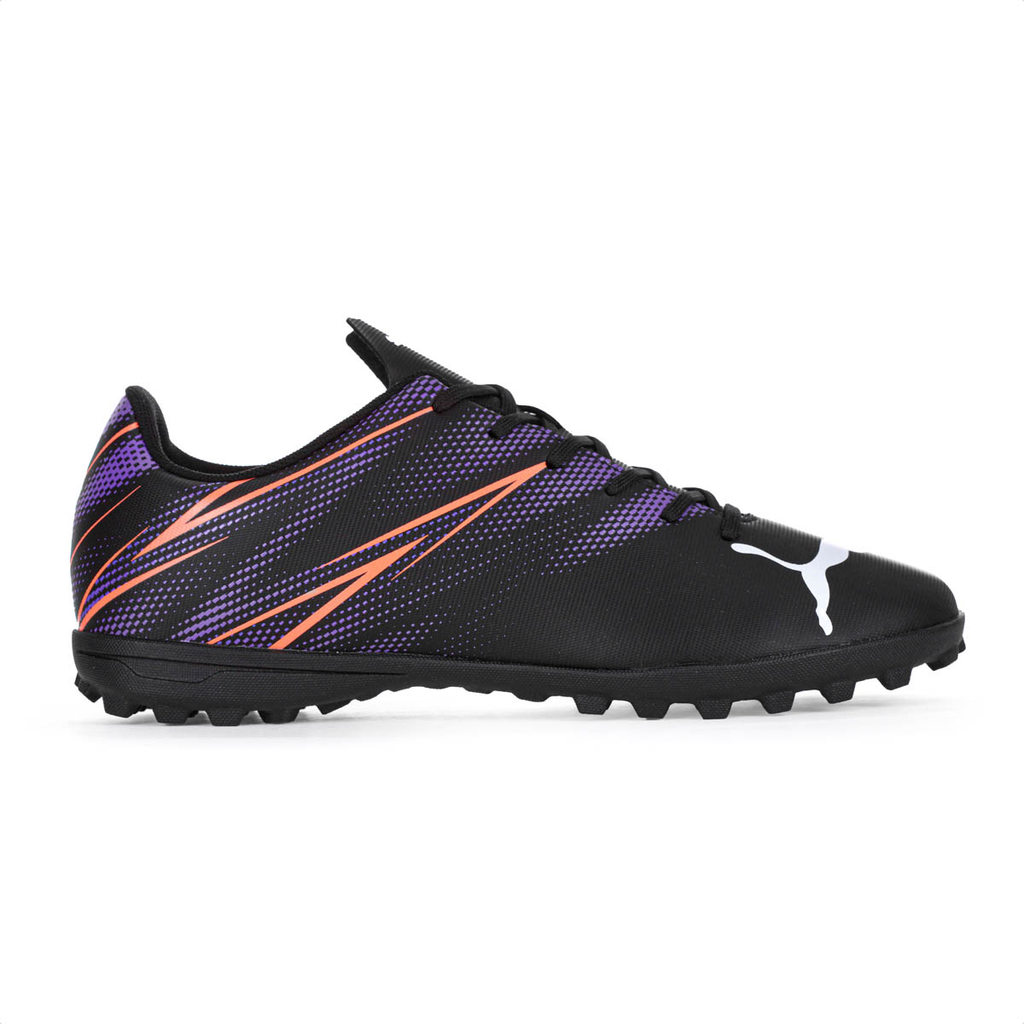 Chuteira Puma Society Attacanto TT BDP Preto Roxo e Laranja - Masculino