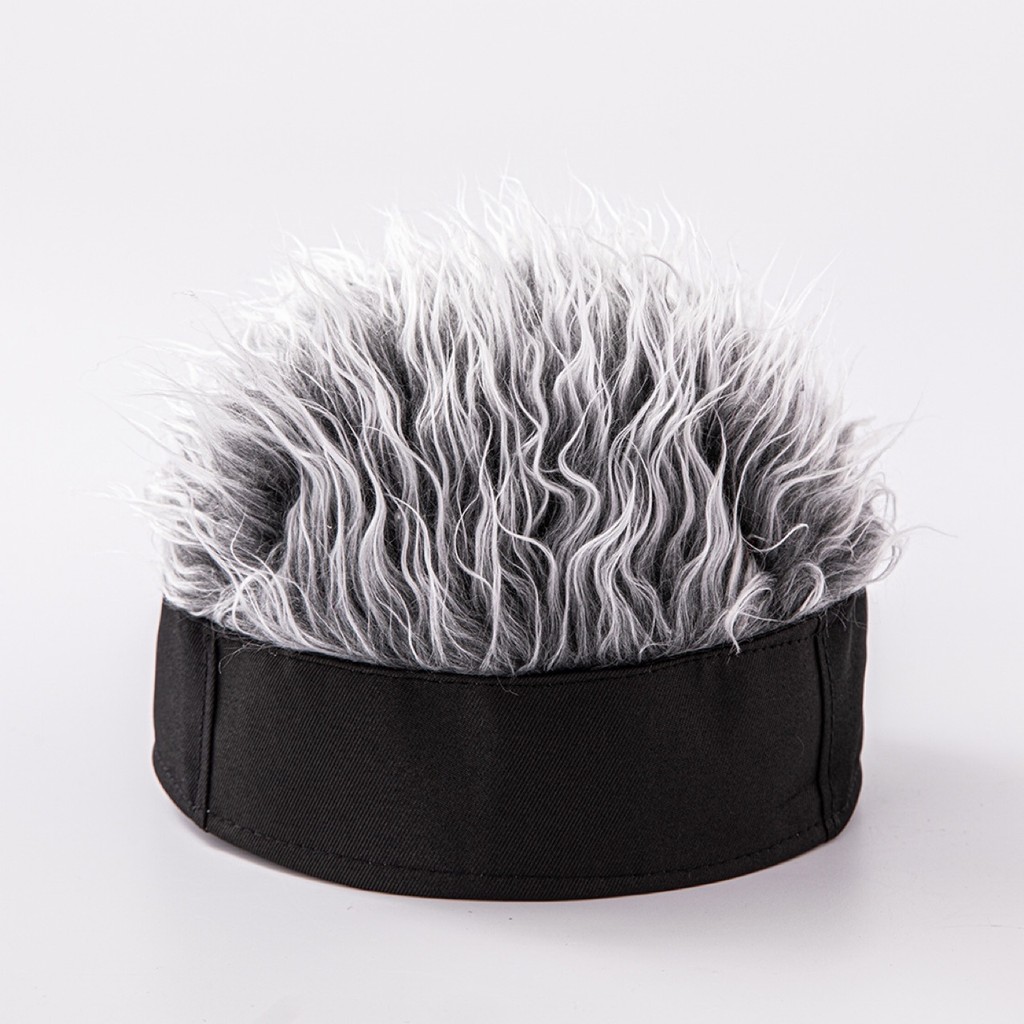 Chapéu engraçado simulação peruca chapéu de cabelo curto masculino Retro Hip-Hop na moda chapéu sem aba Guapi Rogue senh