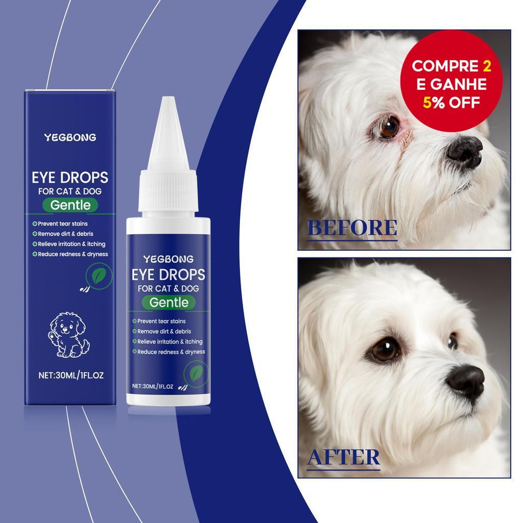 PetCare Gotas para Olhos - Removedor de Manchas de Lágrimas e Limpador Suave para Cuidados Oculares de Cães e Gatos