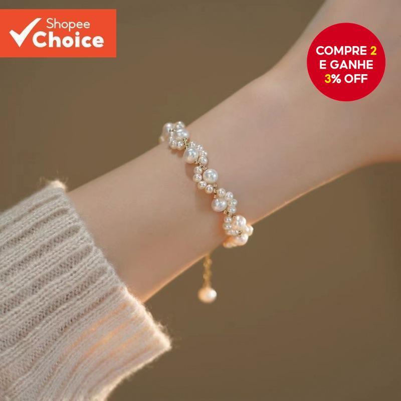 Pulseira De Pérola De Garra De Gato De Imitação Coreana Para Mulheres – Corrente Versátil Delicada E Doce Uso Diário/Pre