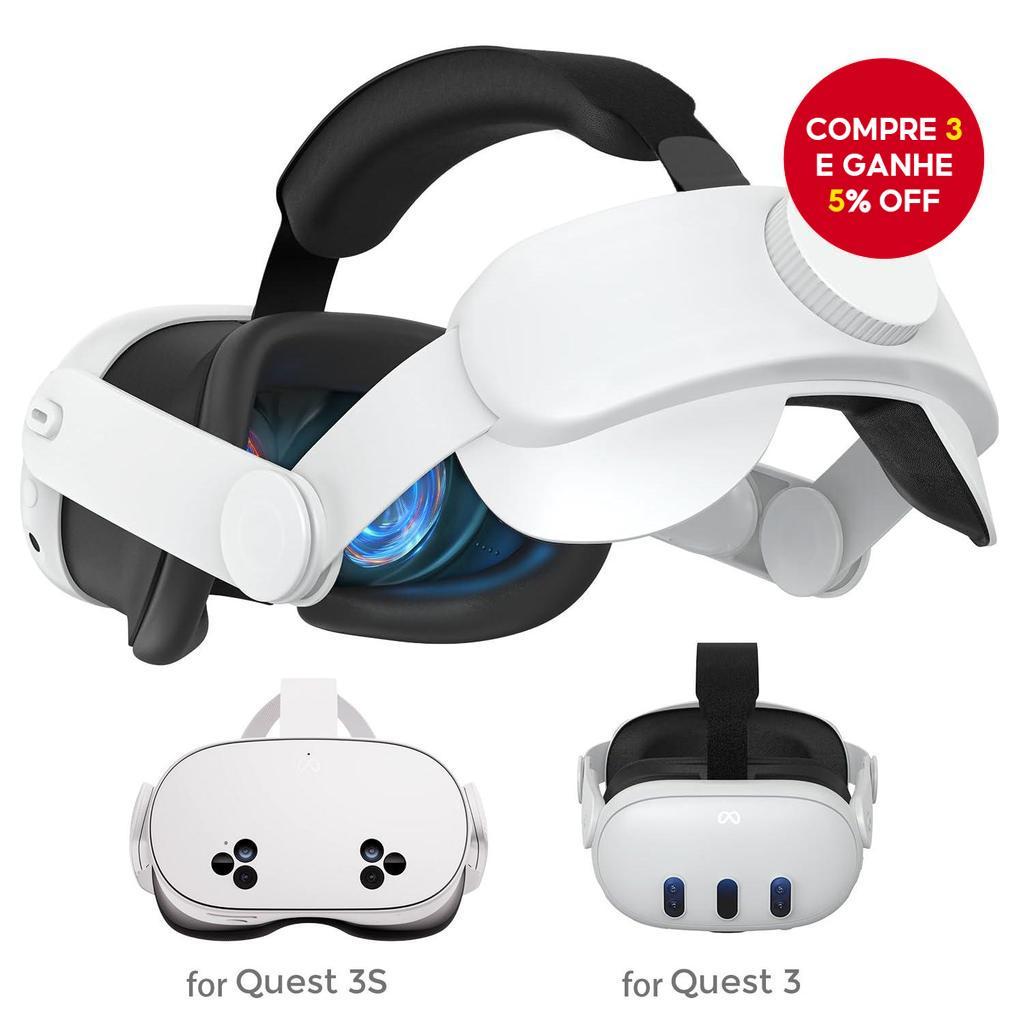 Faixa de Cabeça para Oculus Meta Quest 3 Quest 3S, Ajustável, Conforto Aprimorado, Suporte VR, Acessórios de Fone de