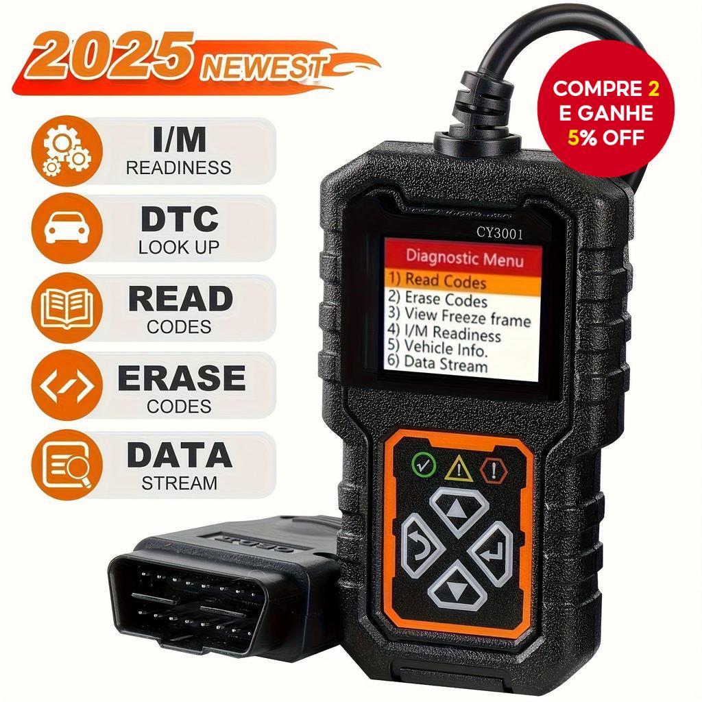 Scanner Obd Ii Universal Cy3001 Para Ler E Excluir Códigos De Falha De Veículos Pós-1996 Com Protocolo OBD2