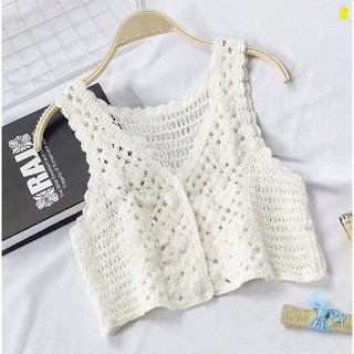 Colete pequeno feminino primavera verão exterior curto sem mangas oco xale colete All-Match colete feminino Cardigan jaq