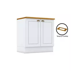 Balcão de Cozinha Americana 2 Portas c/Tampo Cooktop 80cm Branco - Henn