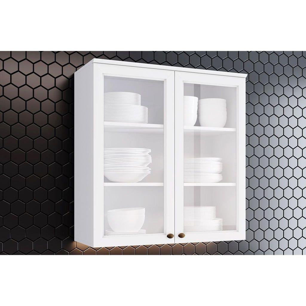 Módulo Cozinha Henn Americana Armário 2 Portas de Vidro 80cm Branco