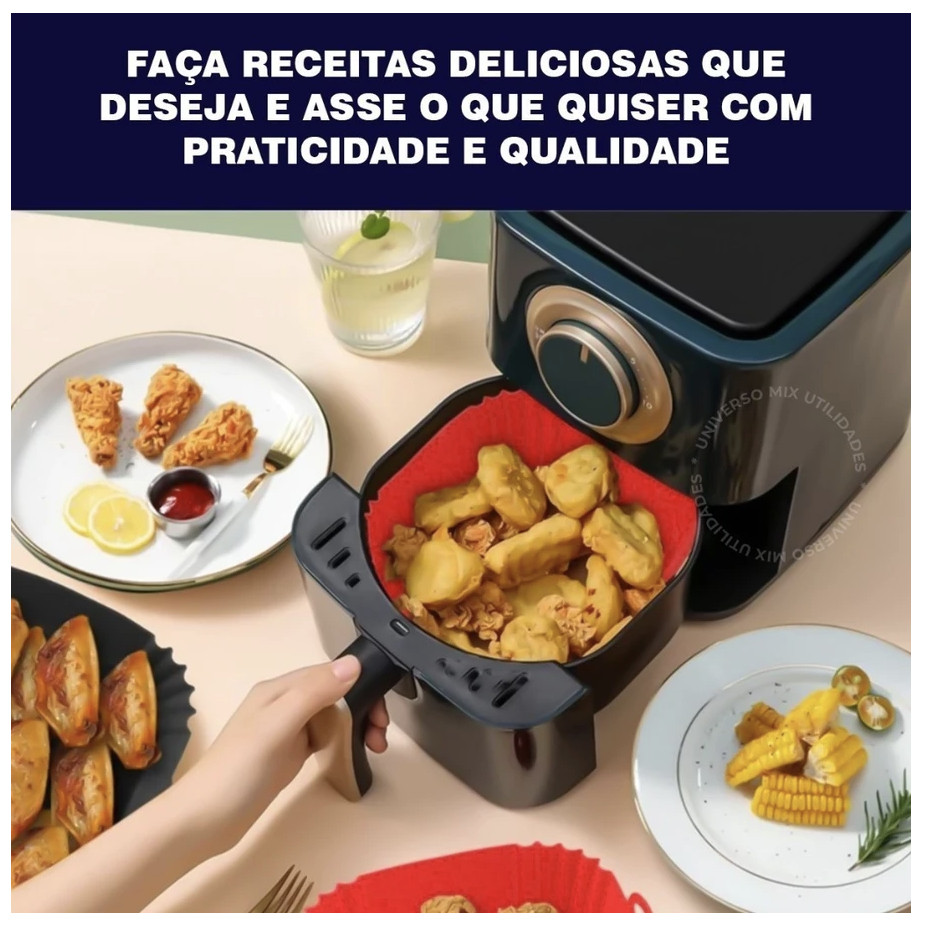 Formas Assadeira Para Fritadeira, Forma Air Fryer Em Silicone Lavável Resistente, Bandeja Air Fryer, fritar. kit 1/2/3/4