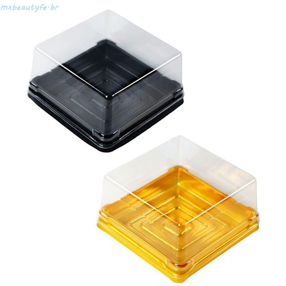 MXBEAUTYFE Caixa De Embalagem Muffins De Plástico Golden Square Moon Cake Cupcake Container
