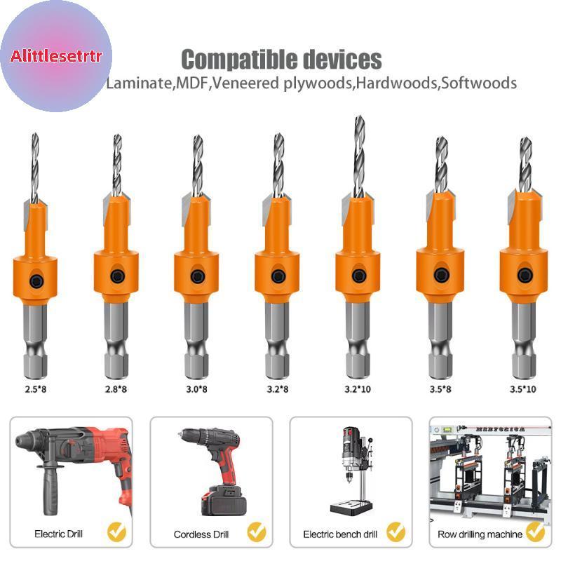 Tlesettrtr 5/7PCS Haste HSS Carpintaria Escareador Router Bit Extrator De Parafuso Remon Demolição Para Fresa De Madeira