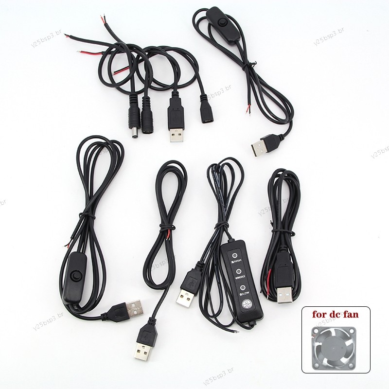 5v 12V USB 2.0 DC mirco Macho Fêmea Cabo Interruptor Ajustável Fonte De Alimentação Conector De Carregamento De Reparo P