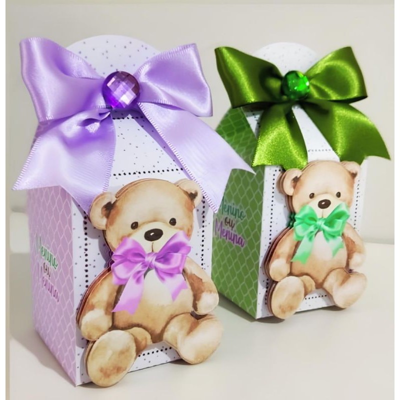10 Caixa Milk- Tema Chá revelação Ursinhos - Lembrancinha Infantil - Mesversario