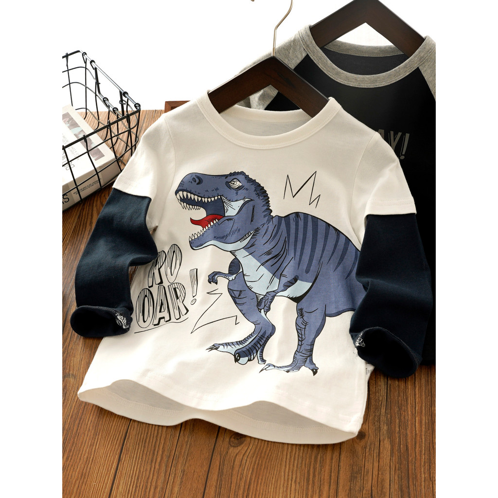 Meninos puro algodão de manga comprida camiseta primavera outono roupas infantis camisa de fundo infantil crianças bebê 