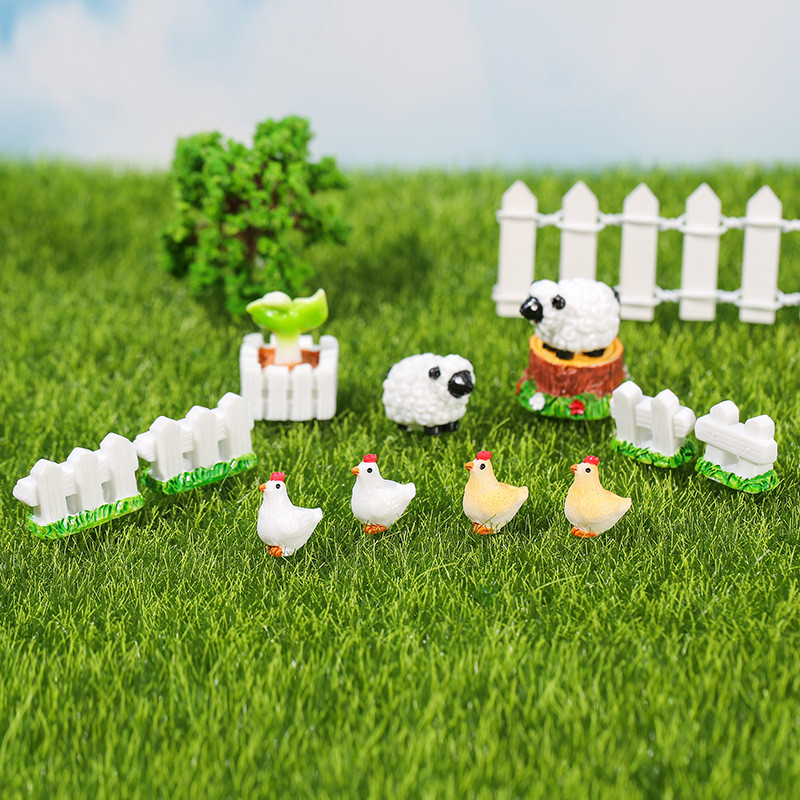 Galo , Galinha , Musgo , Micro Ornamentos De Decoração De Paisagem , Tecnologia Animal De Resina Usada Para Jardim , Mat