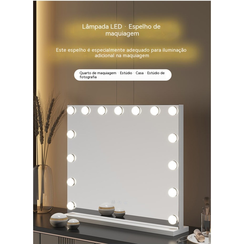 Luz Arandela Camarim LED 10 Lâmpadas Para Espelho Maquiagem Studio Auto Colante USB Bivolt