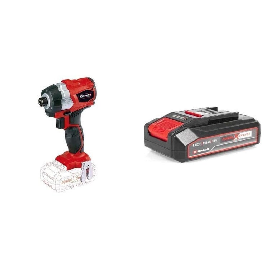 Kit Parafusadeira de Impacto-Te-Ci 18LI Brushless com Bateria Power-X-Change 18V 2,5 Ah Li Einhell Preto