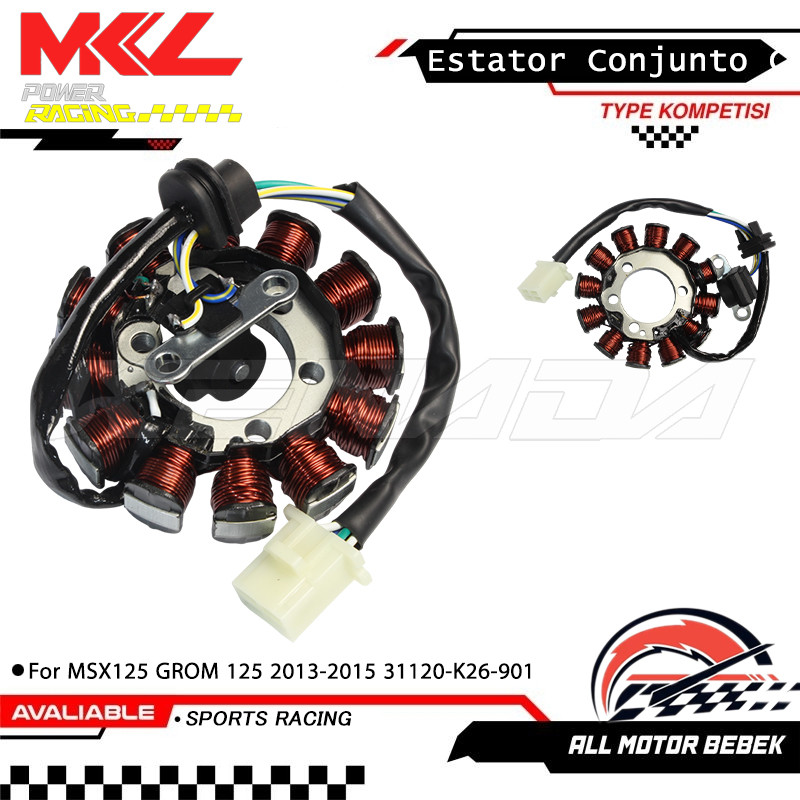 Estator Bobina Magneto Para MSX/GROM 125 JC61 2013-2015 Código 31120-K26-901