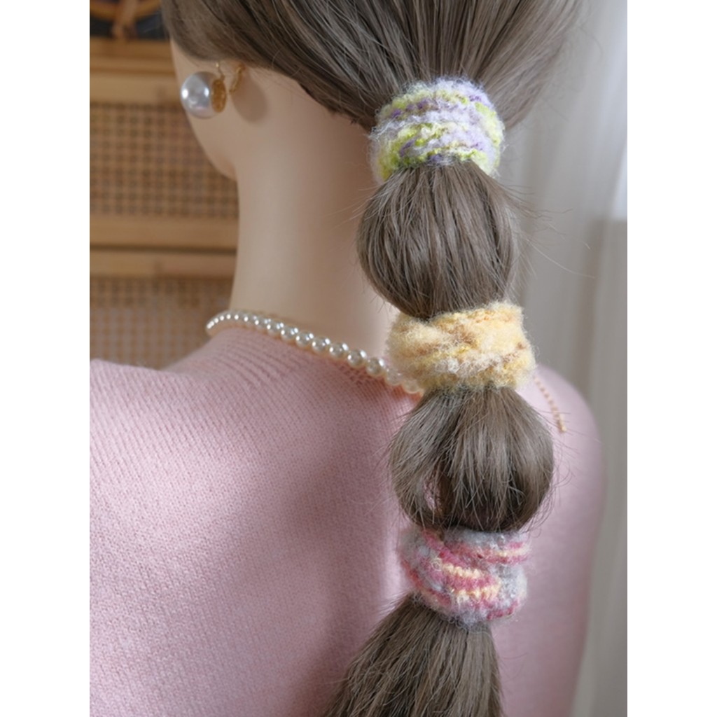 [Estilo prático] Retro pintura a óleo cor combinando elástico corda de cabelo esportes elástico rabo de cavalo alto anel