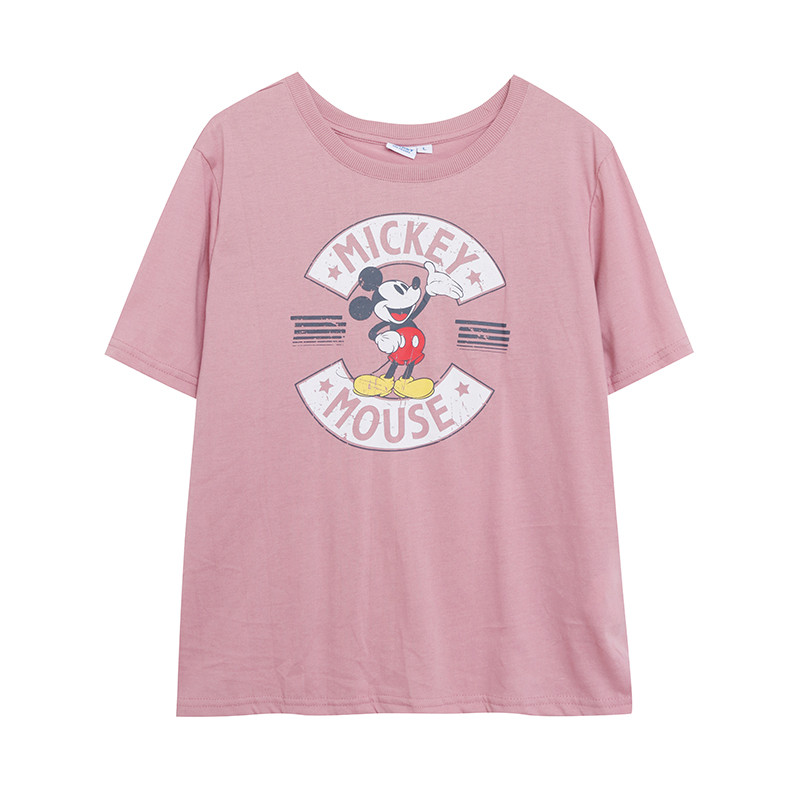 Comércio exterior verão dos desenhos animados impresso camiseta de manga curta feminina solta mais magro olhar Casual co