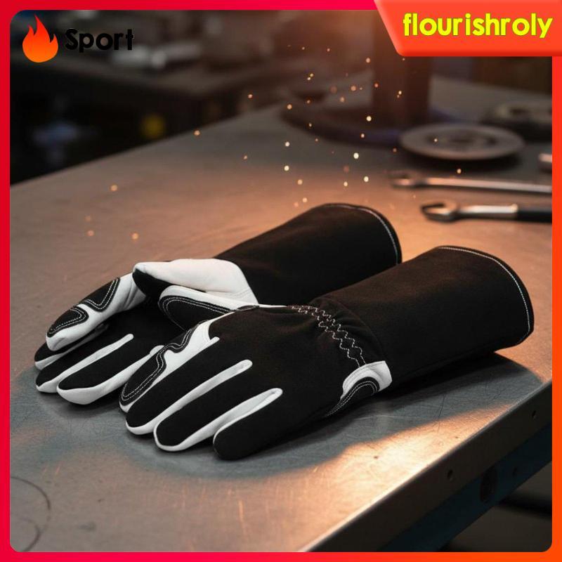 [Flourishroly2] Luvas De Metalurgia TIG Fibra De Aramida Fio À Prova De Fogo Punho Longo Punhos De Trabalho Forro Macio