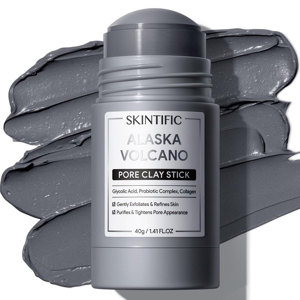 TIFIC DeepPore Cleansing Blackhead Remover Face Mask Stick, Máscara de Argila com Argila Vulcânica Natural do Alasca, Es