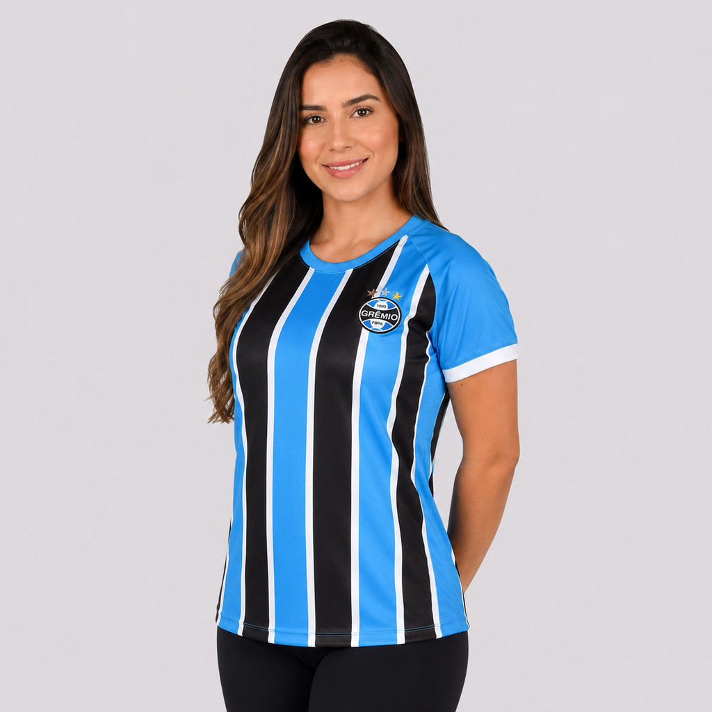 Camisa Grêmio Basic Feminina Azul e Preta · foto 2