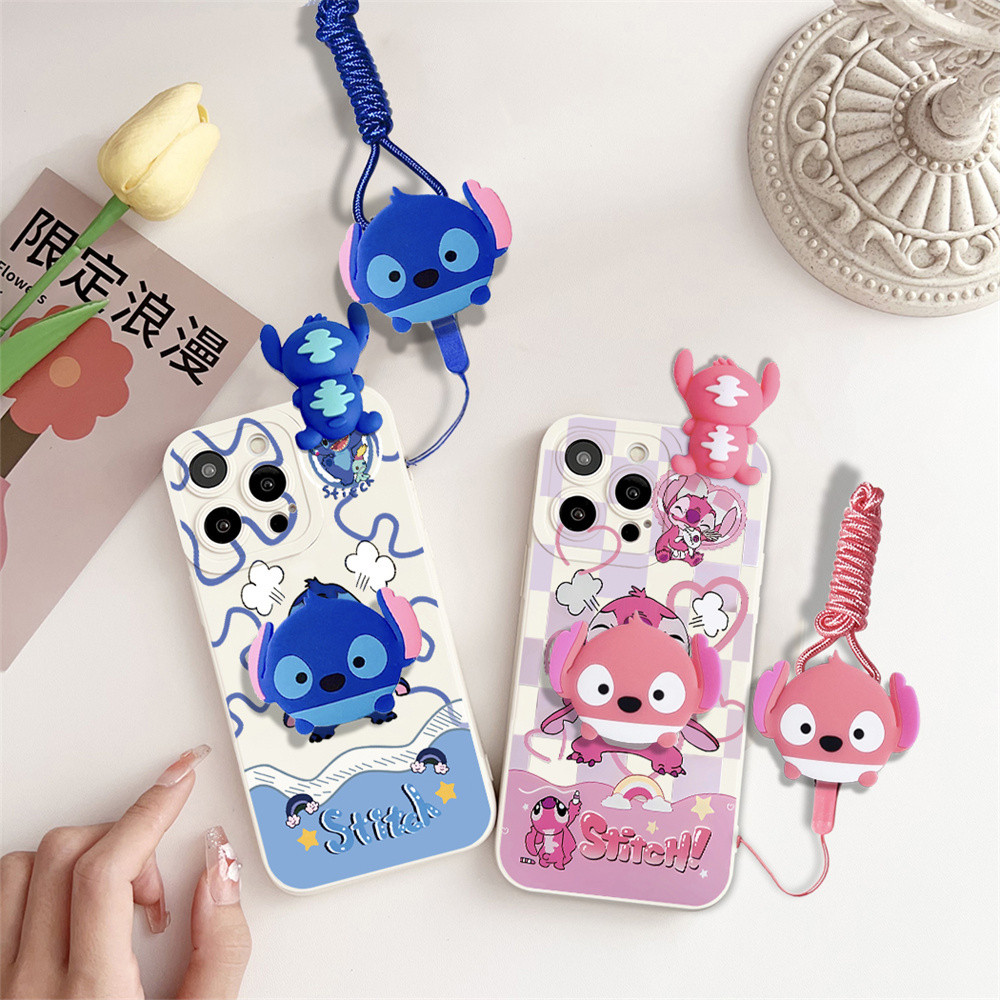 Capa Fofa De Suporte De Telefone Angry Stitch Angel Com Cordão Para infinix Hot 40 Pro Note 30i 30 VIP GT30 GT20 GT10 Ze