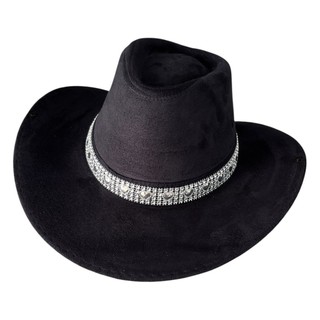 Chapéu Camurça Ana Castela Cowboy Rodeio Boiadeira com Faixa Brilho Coração