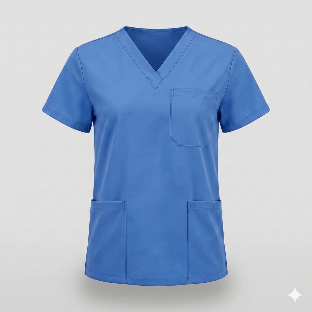 Camisa Scrub Feminino Azul Celeste Queima de Estoque Profissional Enfermagem Hospital Clínica Últimas Unidades