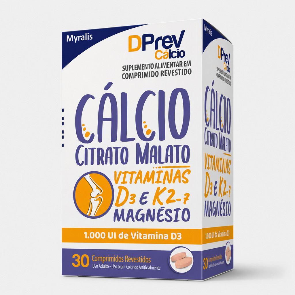 Dprev Cálcio 1000UI de Vitamina D3 Com 30 Comprimidos Suplemento Alimentar