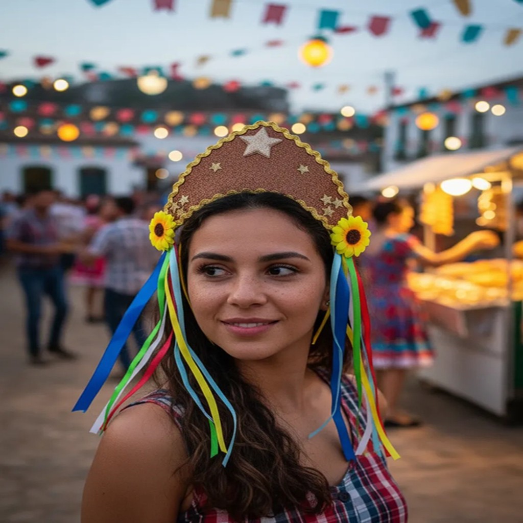 TIARA JUNINA CHAPEU CANGACEIRA FESTAS