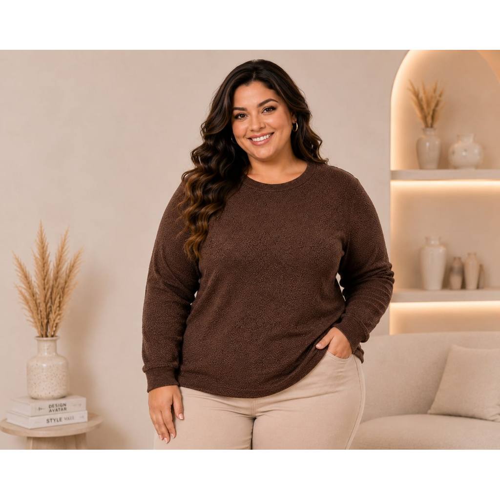 Casaco de Tricô Feminino  Plus Size G1 G2 G3 – Elegante, Quentinho e Confortável