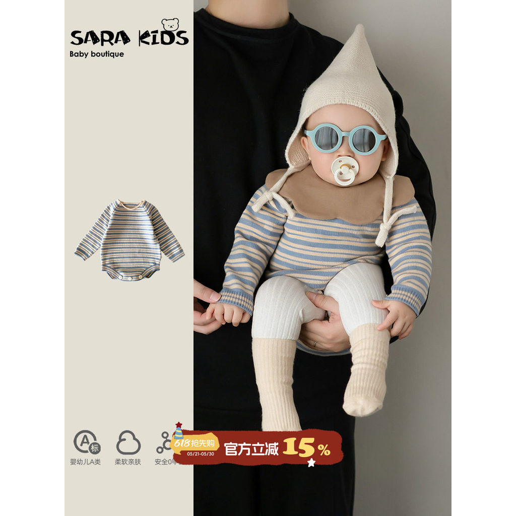 Bebê primavera roupas de bebê roupas de bebê estilo ocidental roupas de bebê primavera macacão de malha primavera Outing