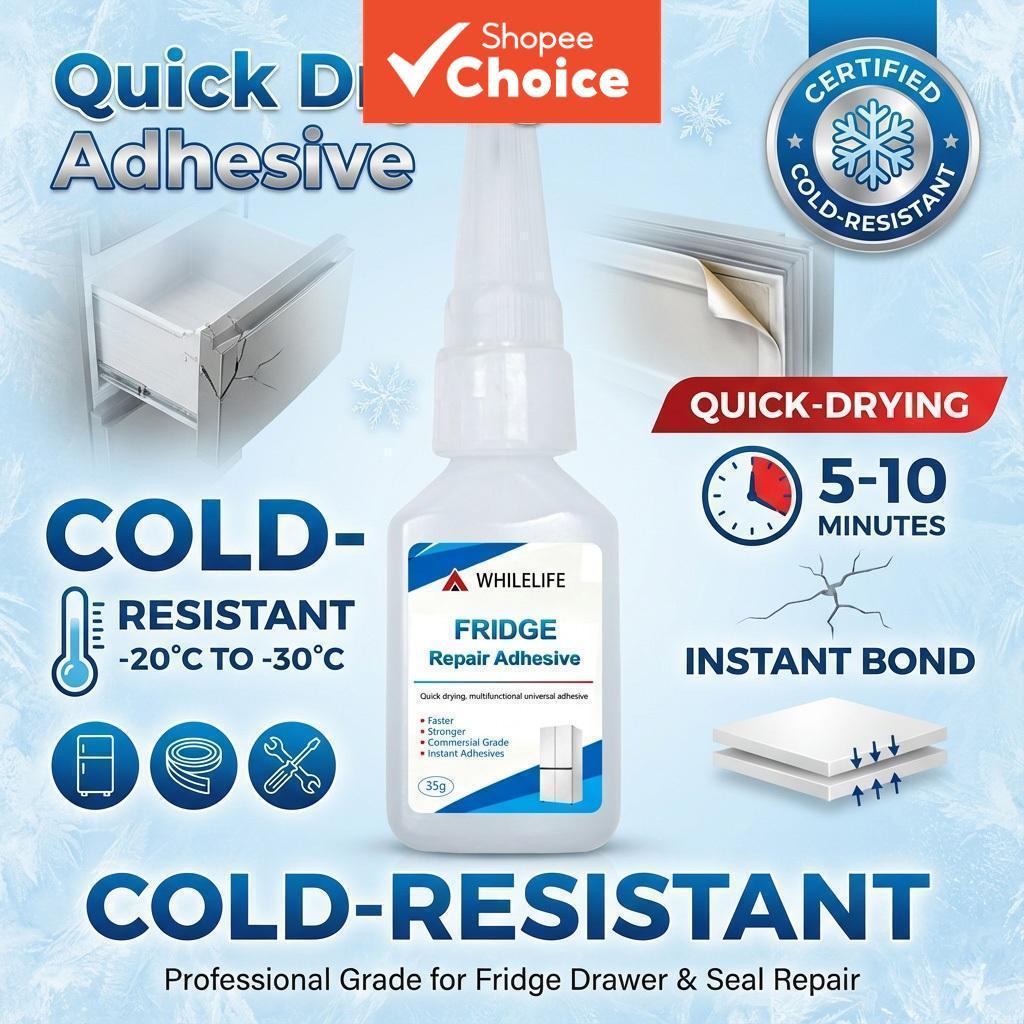Adesivo Para Reparo De Geladeira WHILELIFE-20 ° C A-30 Cola Resistente Ao Frio , Secagem Rápida Em 5-10 Minutos , Ligaçã