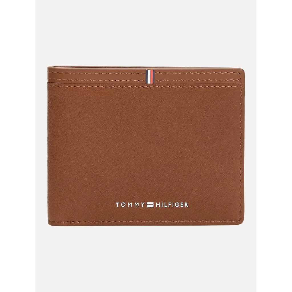 Carteira Tommy Hilfiger Masculina Couro Central Mini Flag Marron