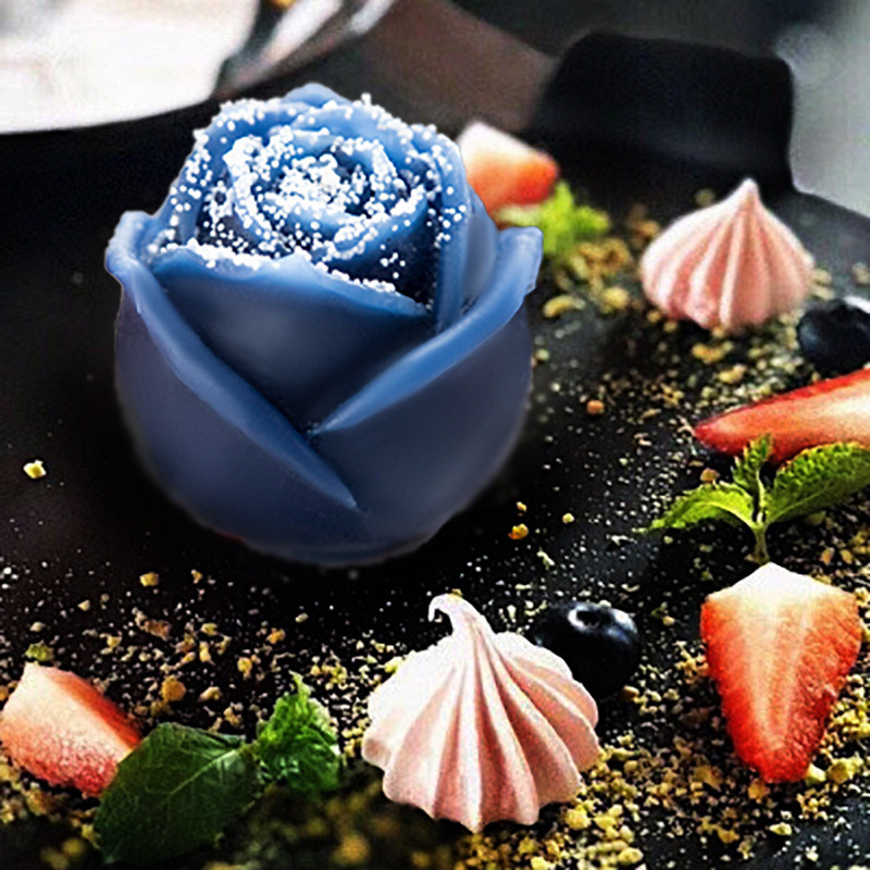 3D rosa silicone molde de cozimento sabão molde modelagem silicone vela molde Mousse bolo flor sobremesa francesa grau a