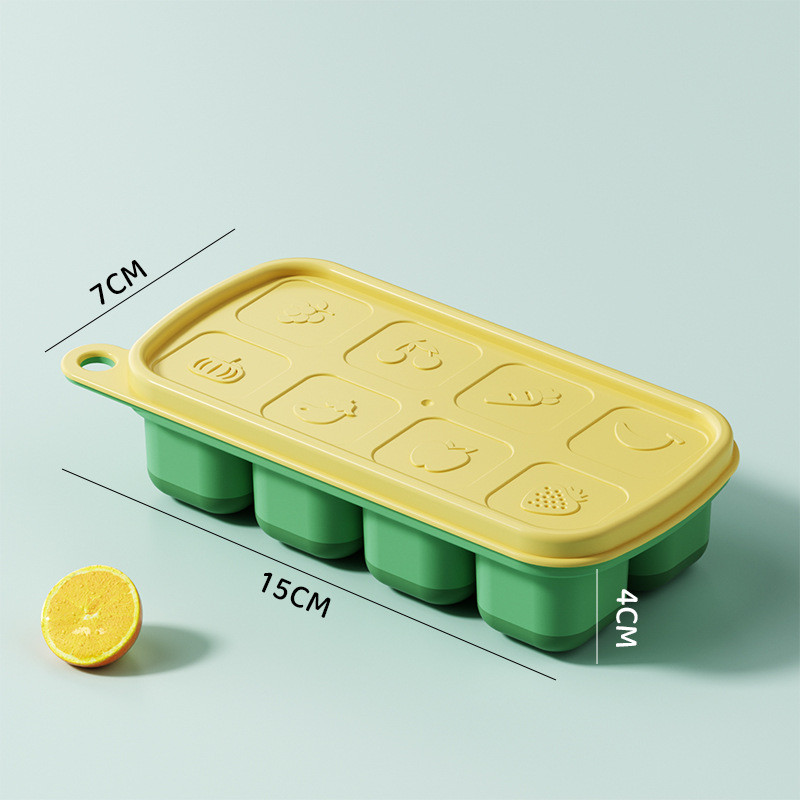 Forma de gelo de silicone de qualidade alimentar com tampa para uso doméstico, bandeja para picolé, ferramenta para cong