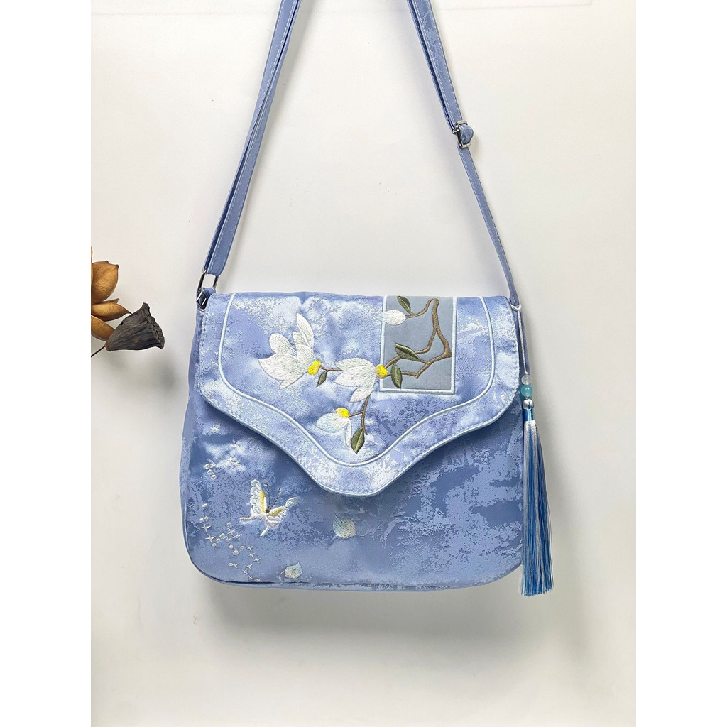 Estilo chinês estilo chinês bordado saco do mensageiro Retro Hanfu acessórios All-Match aleta bolsa de ombro grande capa